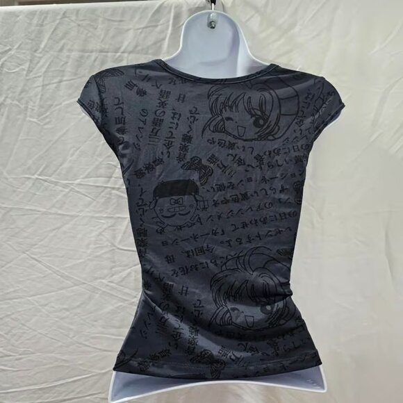 Vintage y2k 90s anime Japan aop baby tee - Picture 3 of 5